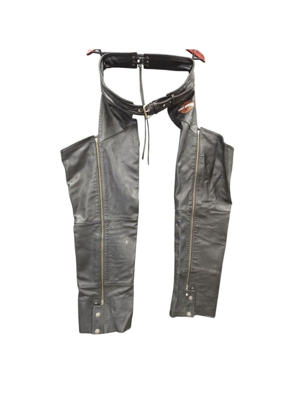 Harley-Davidson Leather Motorcycle Riding Chaps Black Men’s Medium Genuine Leath